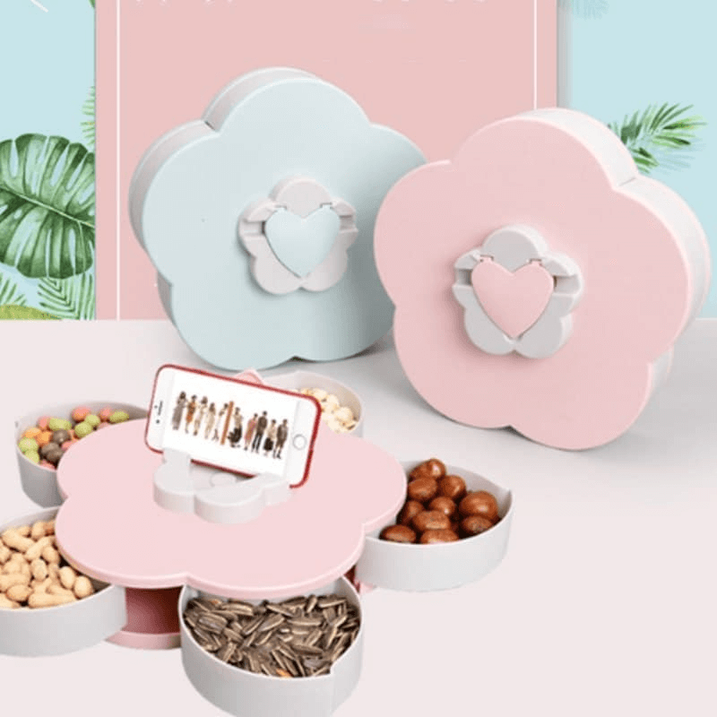 Flower rotatable container food candy box