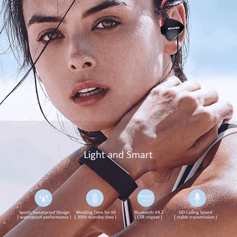 bluetooth earbuds awei a847bl wireless earphone - black