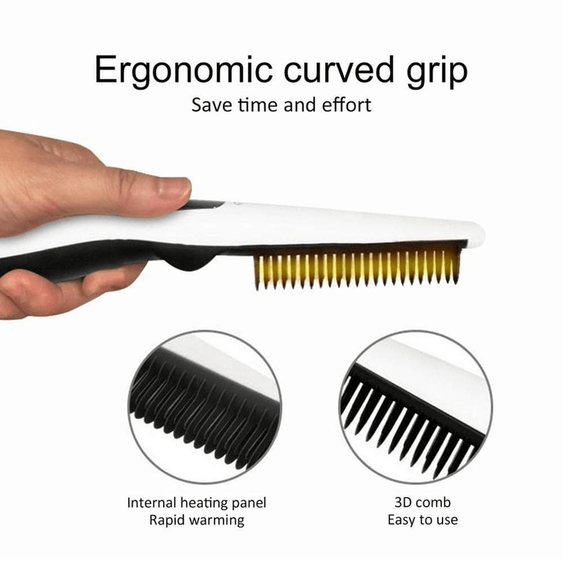 Multifunctional hair comb beard straightener curler