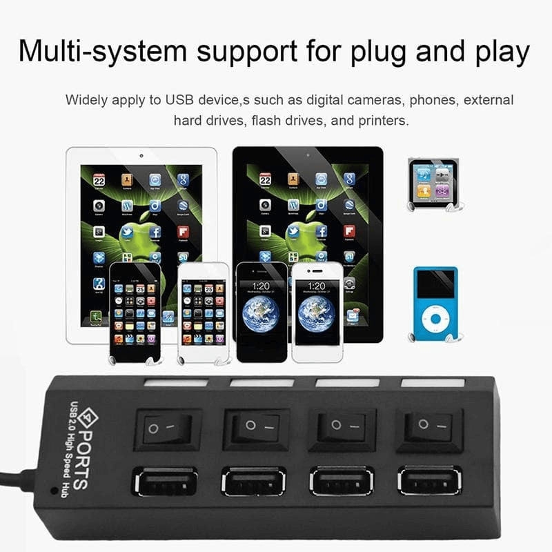 4 port usb 2.0 multi expansion hub with switch