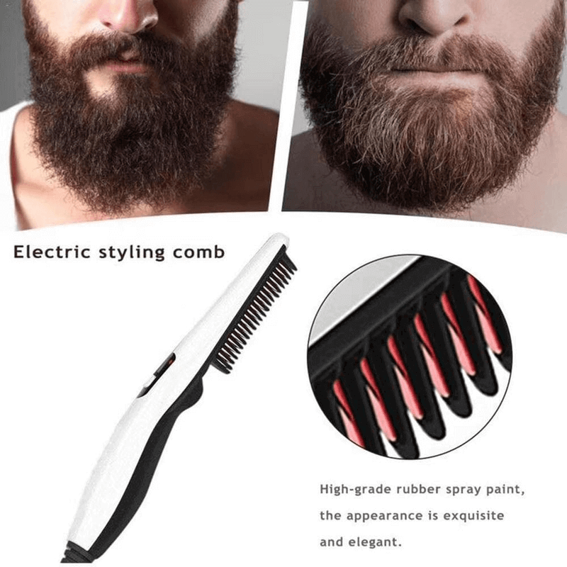 Multifunctional hair comb beard straightener curler