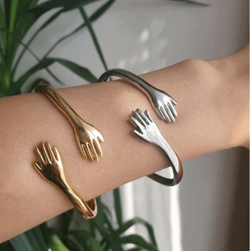 Adjustable unique hug hands bracelet