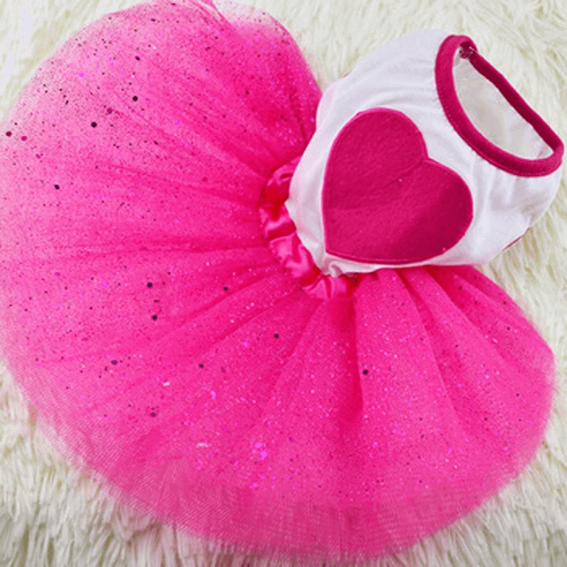 Cat dog clothes red heart cat dress skirt
