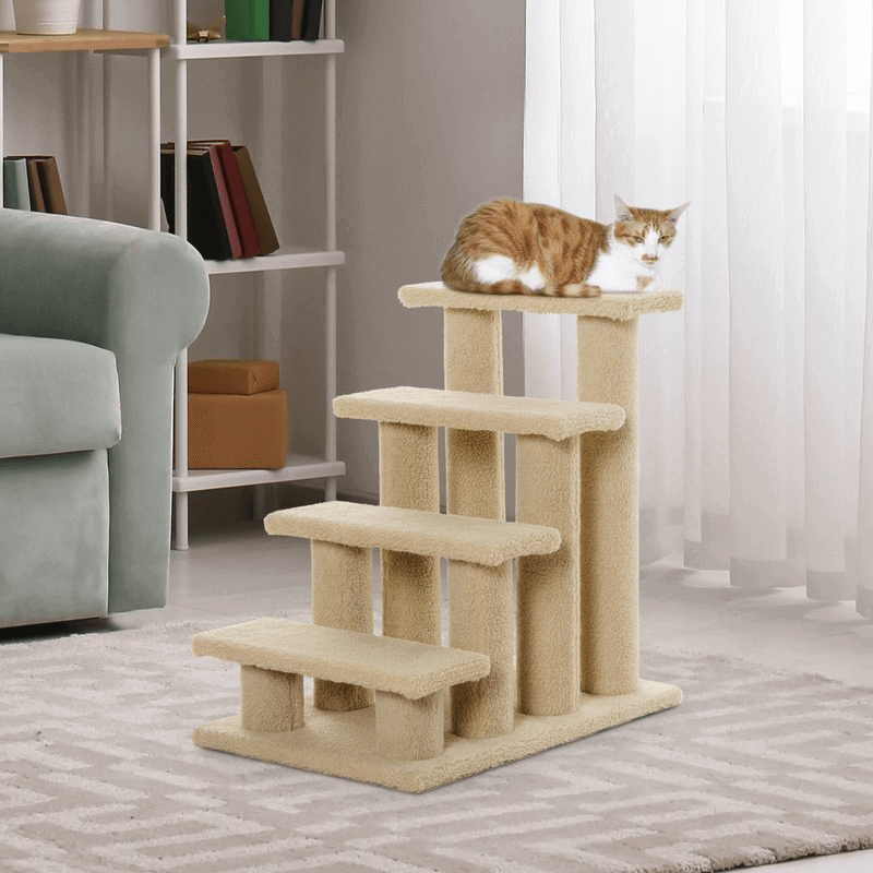 4 step pet carpeted ladder cat scratching post