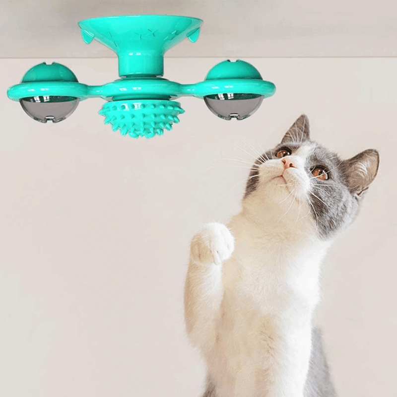 2 in1 cat turntable toy windmill groomer toy