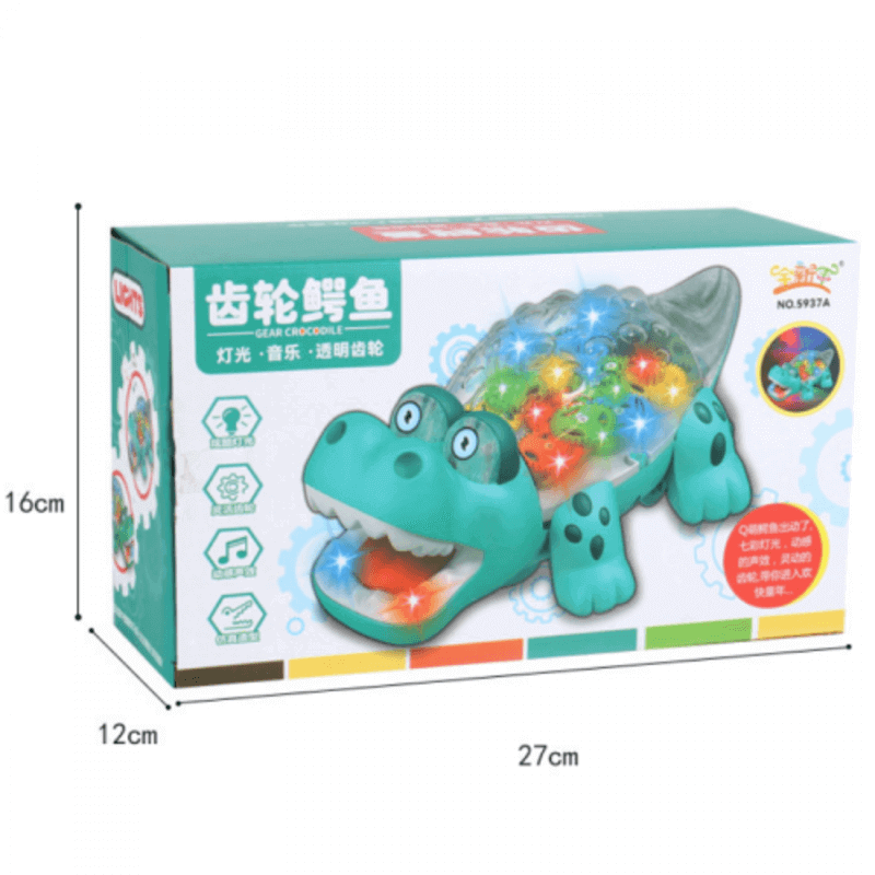 Transparent gear electric crocodile rotation toy