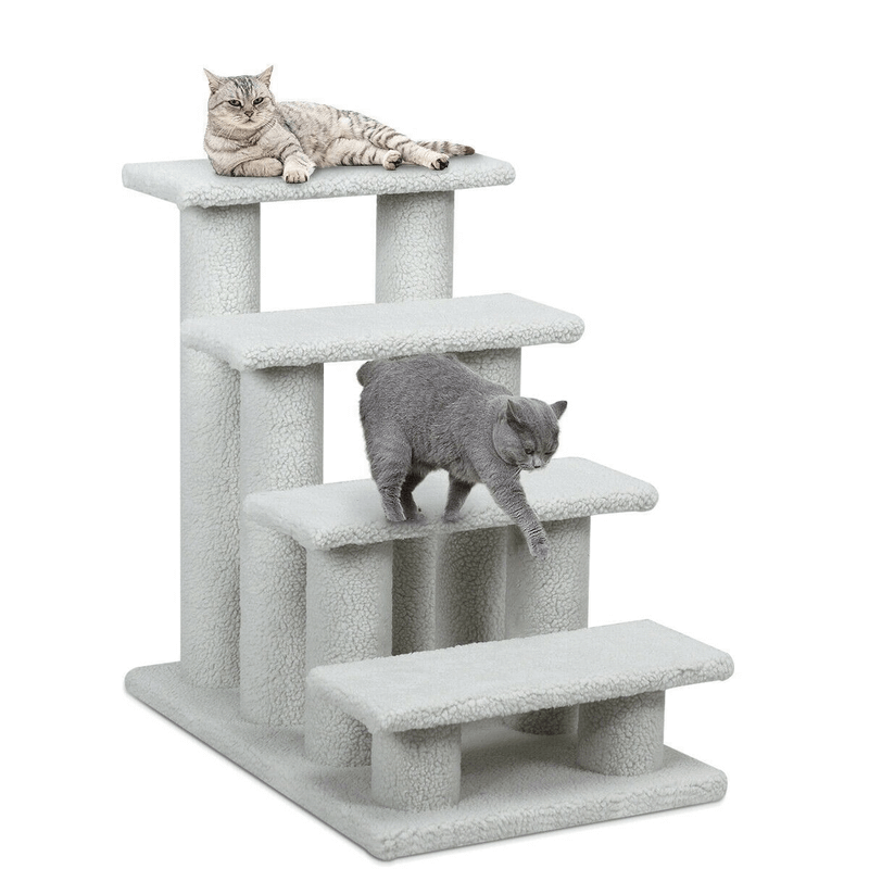 4 step pet carpeted ladder cat scratching post