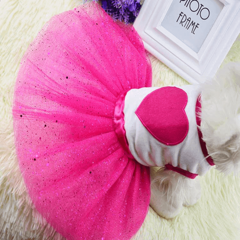 Cat dog clothes red heart cat dress skirt