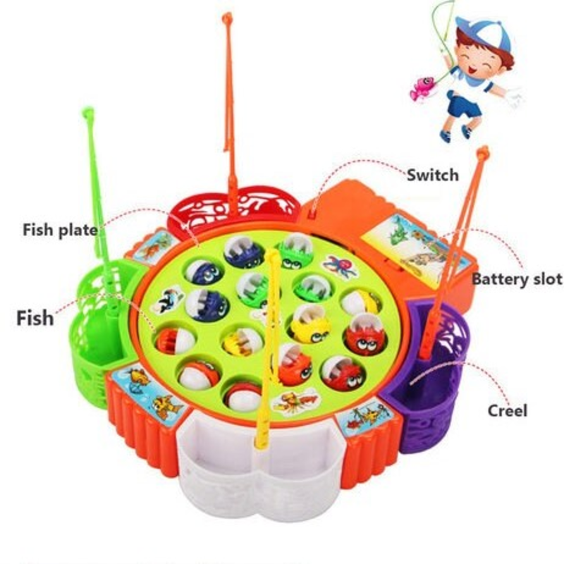 Electric rotating kids fishing toy