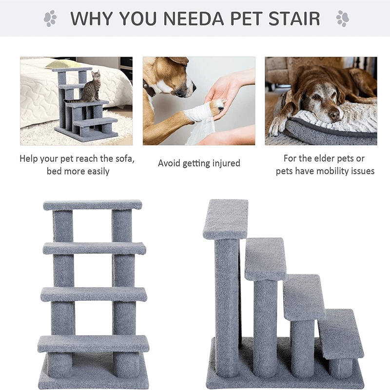 4 step pet carpeted ladder cat scratching post