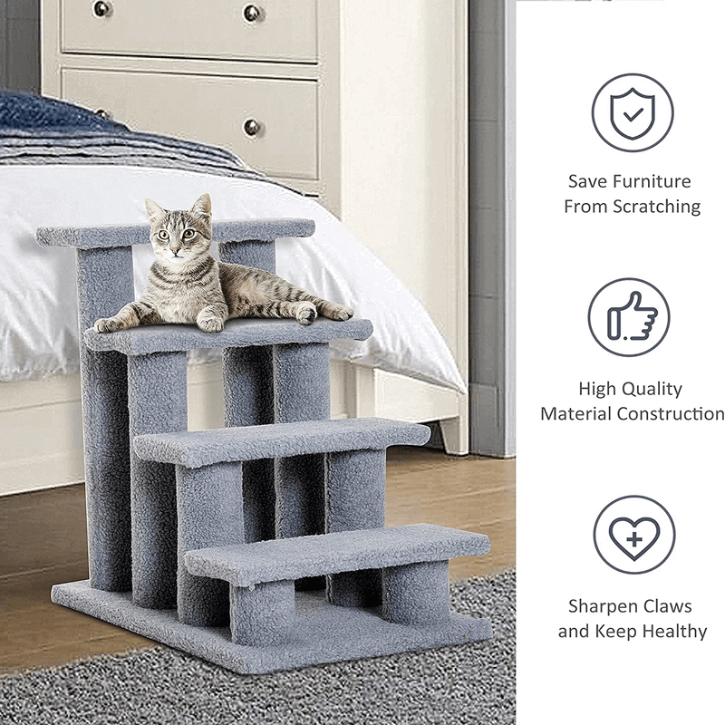 4 step pet carpeted ladder cat scratching post
