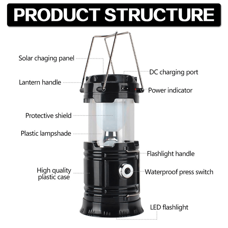 Solar lamp portable camping lantern