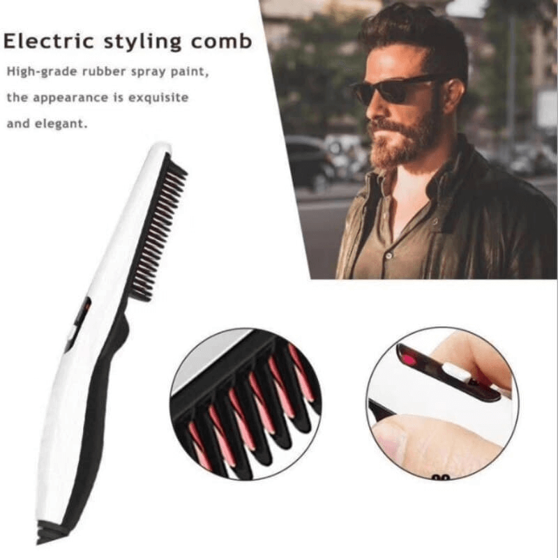 Multifunctional hair comb beard straightener curler