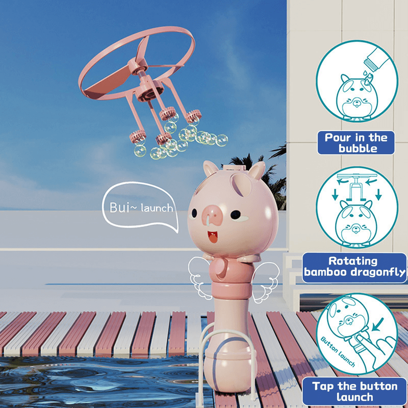 Bamboo dragonfly bubble blower machine toy
