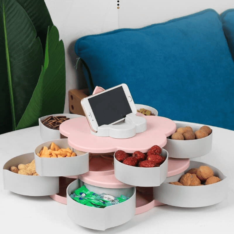 double-layer flower snacks container with mobile holder