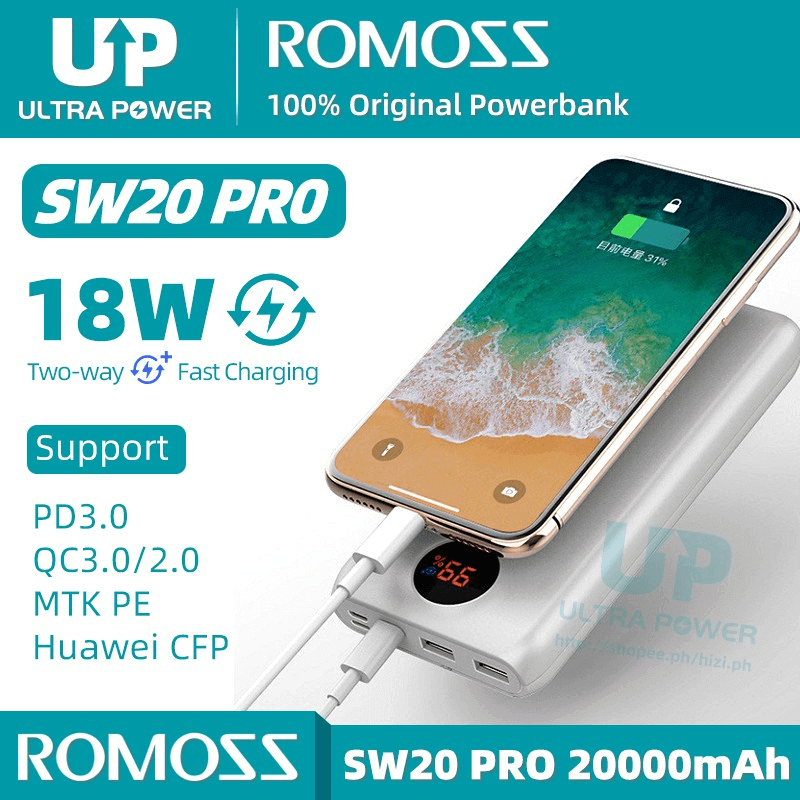 Romoss sw20 pro quick charge 20000mah fast charger