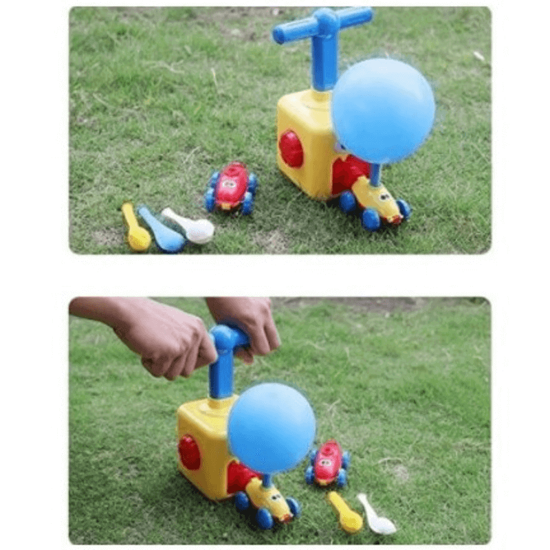 Vehicle air pressure balloon inflator educational toy