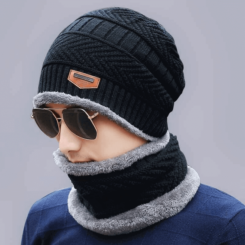 Wool hat with winter velvet hedging plus thick wool