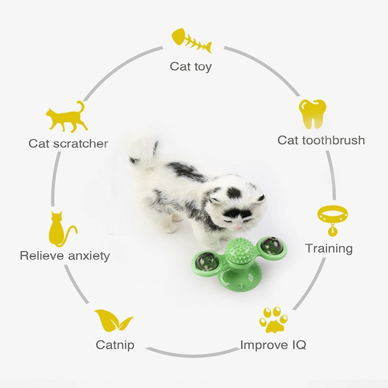 2 in1 cat turntable toy windmill groomer toy