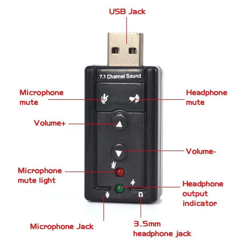 Mini external usb sound card 7.1 ch 3d audio adapter