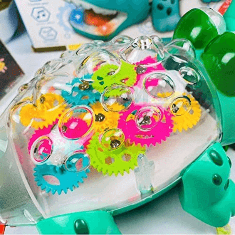 Transparent gear electric crocodile rotation toy
