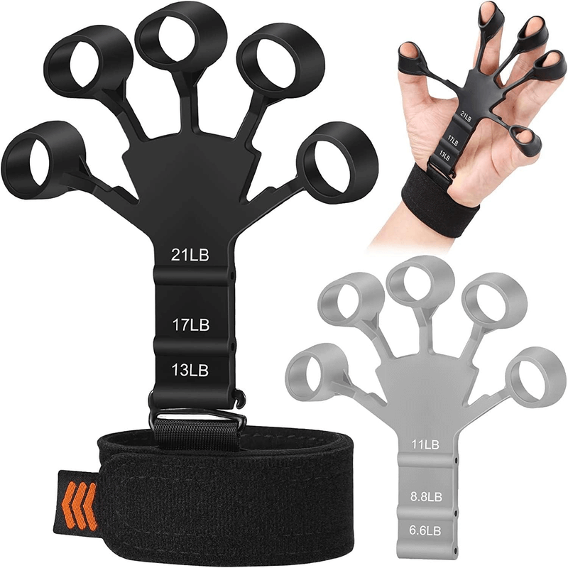 Adjustable 6 resistant level finger grip strength trainer with hand band