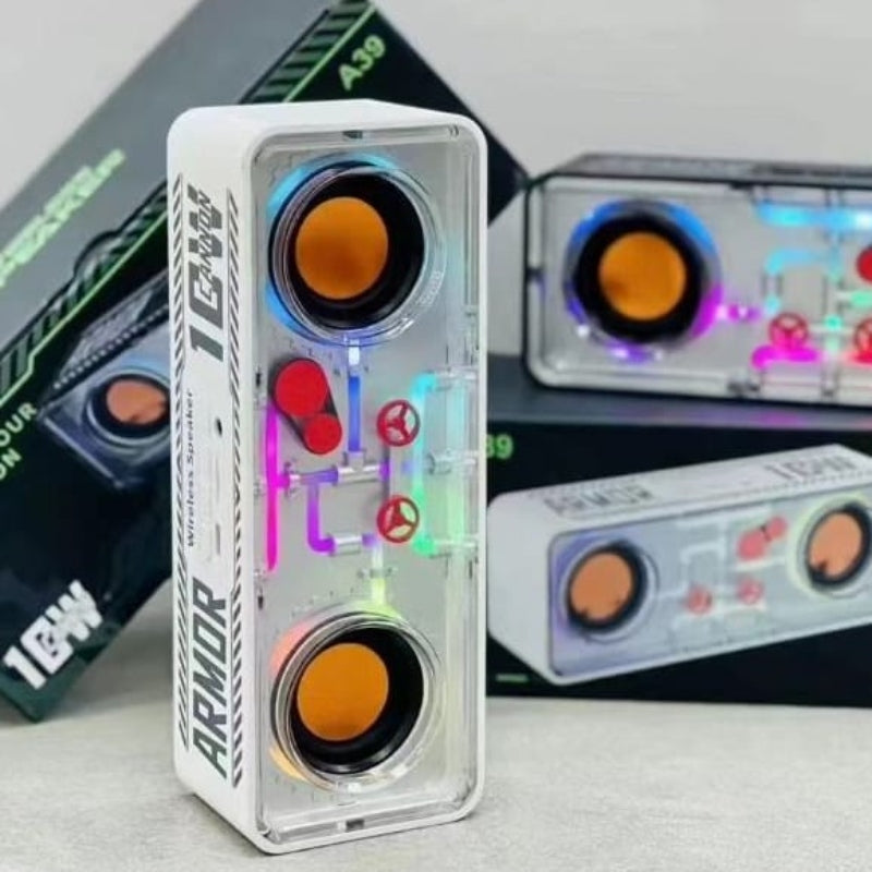 Led wireless 3d surround bass double transparent portable speaker - Prozone