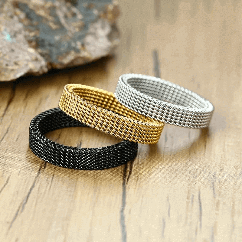 Mesh wedding rings for women & men