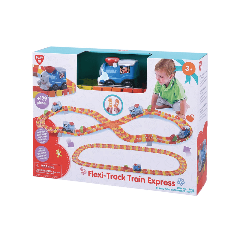 Kids under tunnel electric train set