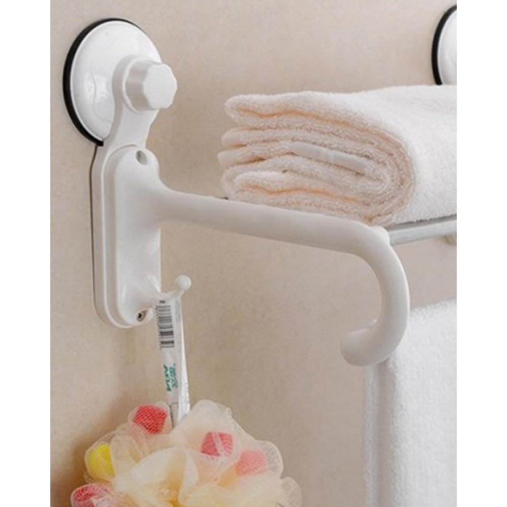 Bath towel rack with suction cup