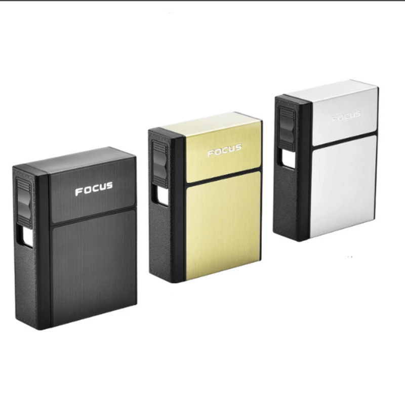 Metal cigarette box with electronic lighter