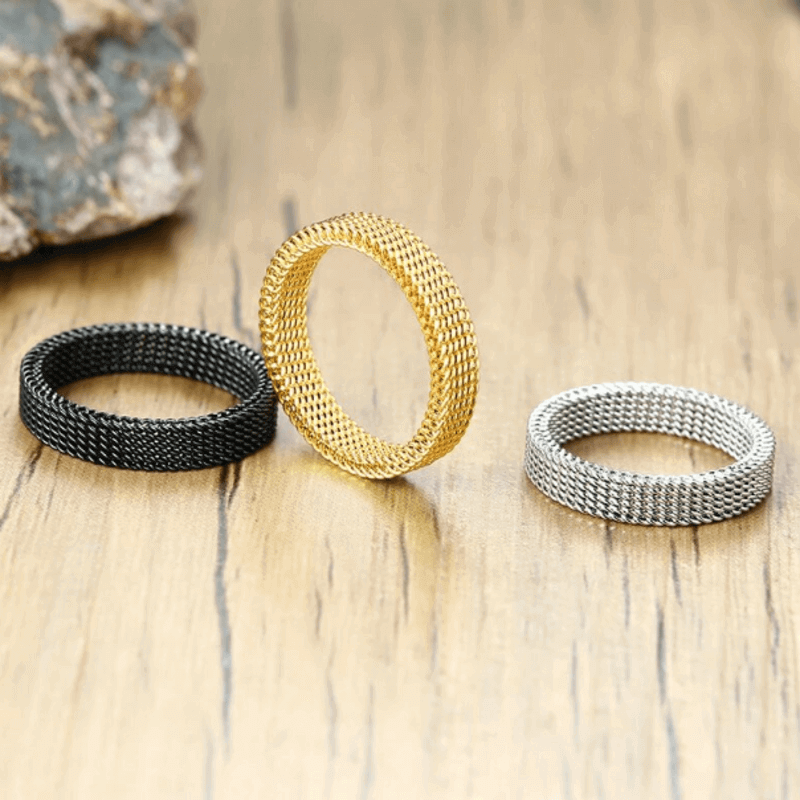 Mesh wedding rings for women & men