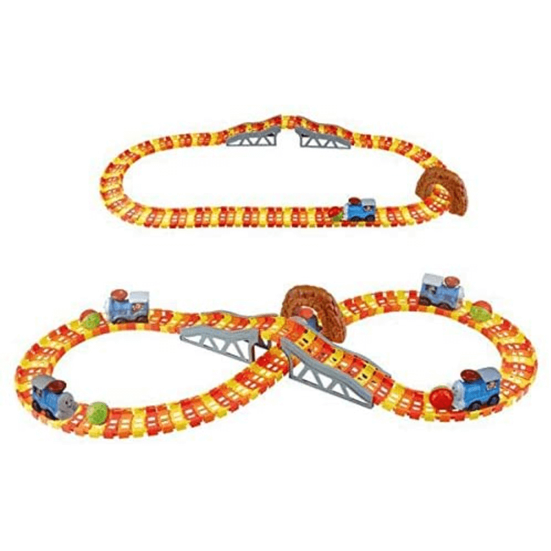 Kids under tunnel electric train set