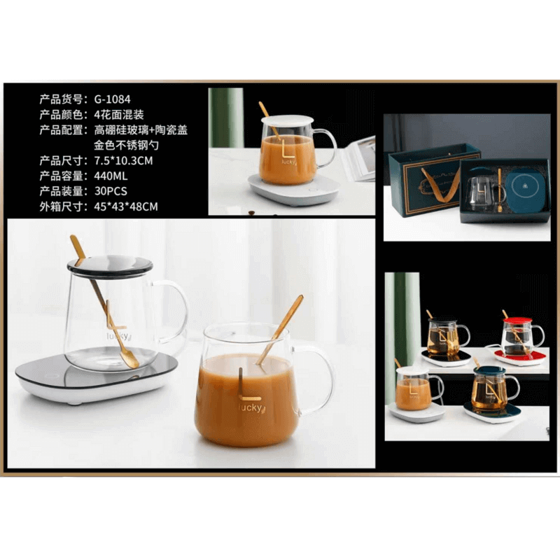 Electric transparent mug temperature controlled