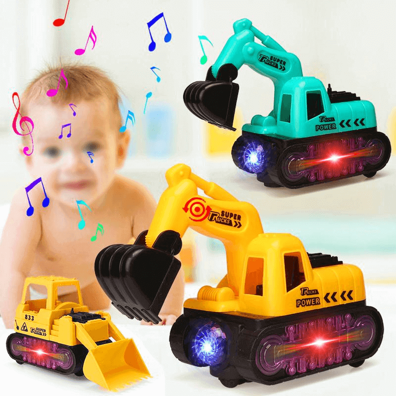 Led music color change bulldozer baby toy car