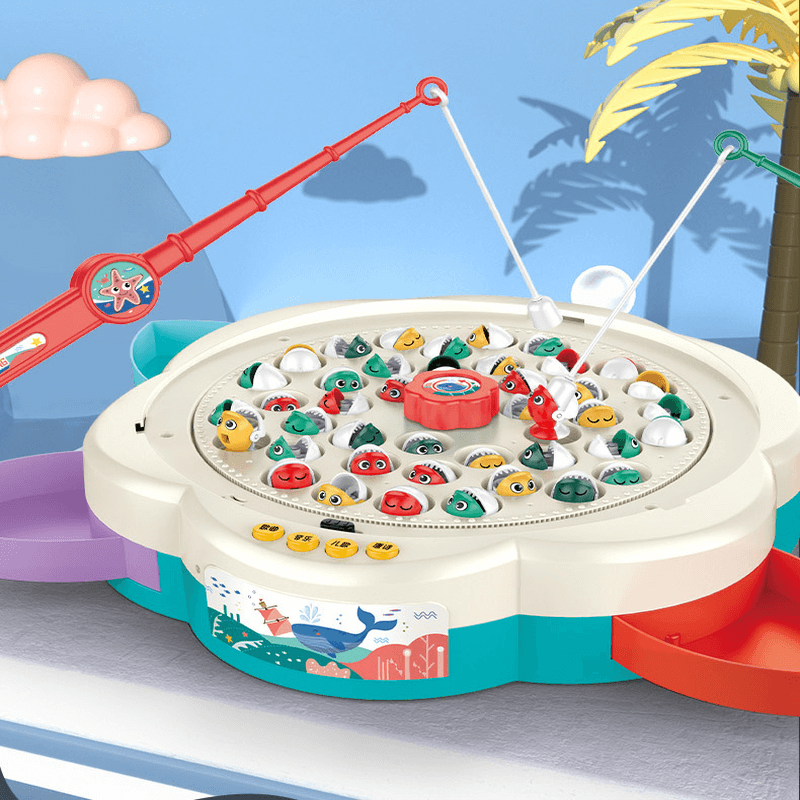 3 in 1 fishing game electric rotating board kids toy