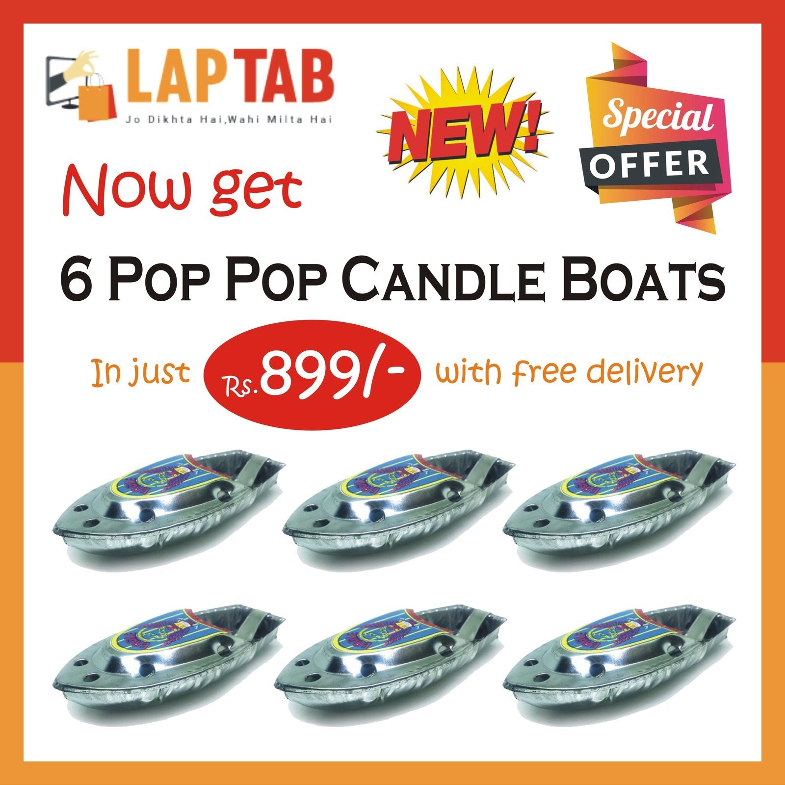 Pop pop candle boat pack of 6