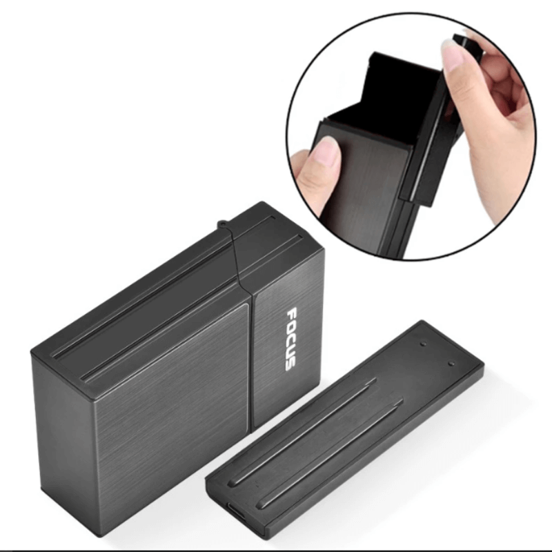 Metal cigarette box with electronic lighter