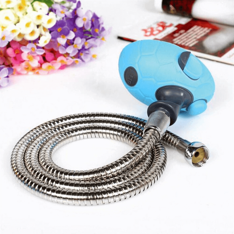 Pet grooming shower with brush bath tool