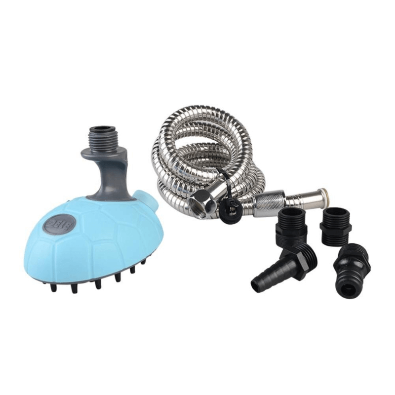 Pet grooming shower with brush bath tool
