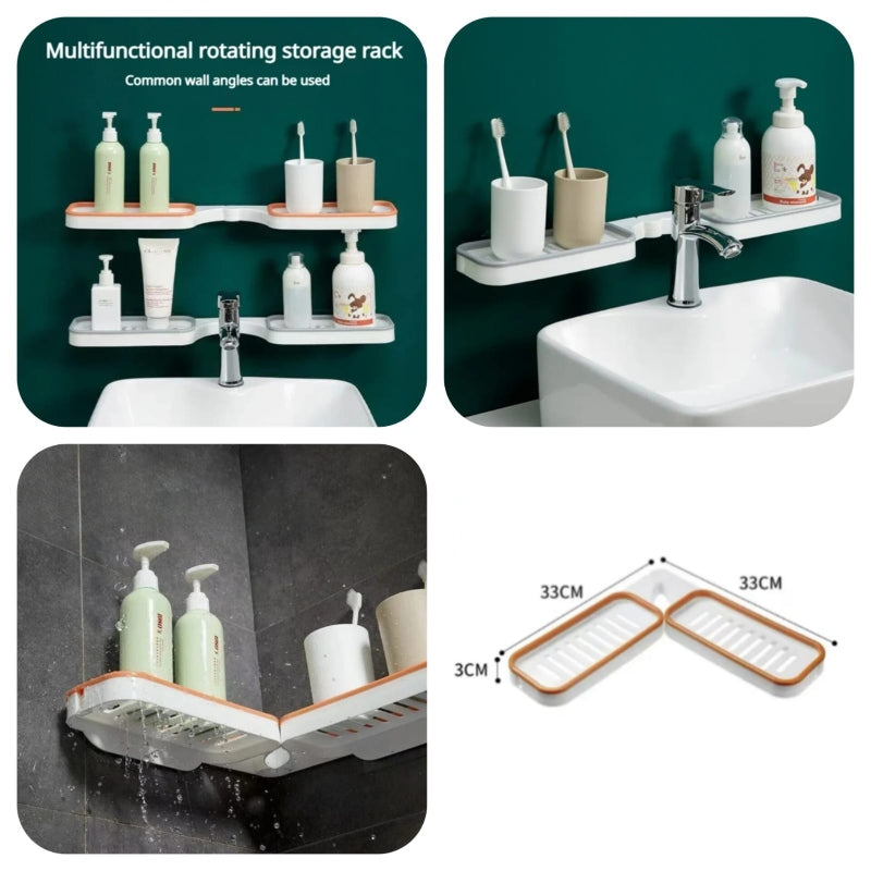 Rotatable bathroom corner rack wall mounted - Prozone