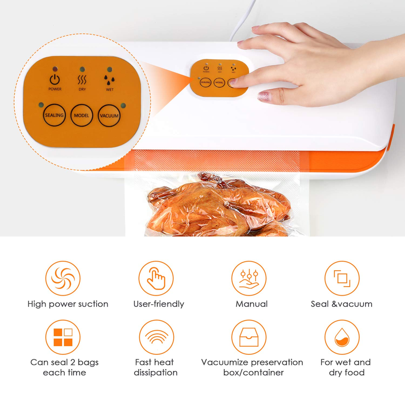 Portable automatic vacuum sealer for food