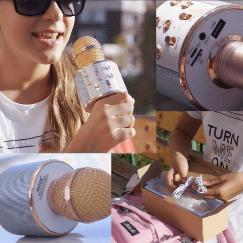 Wireless karaoke mic with speaker 