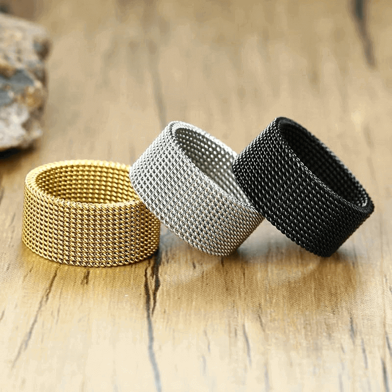 Stainless steel mesh band rings unisex