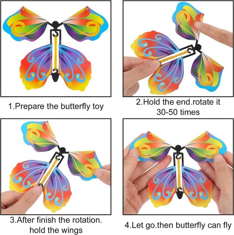 Stress relief flying butterfly novelty magic toy pack of 6