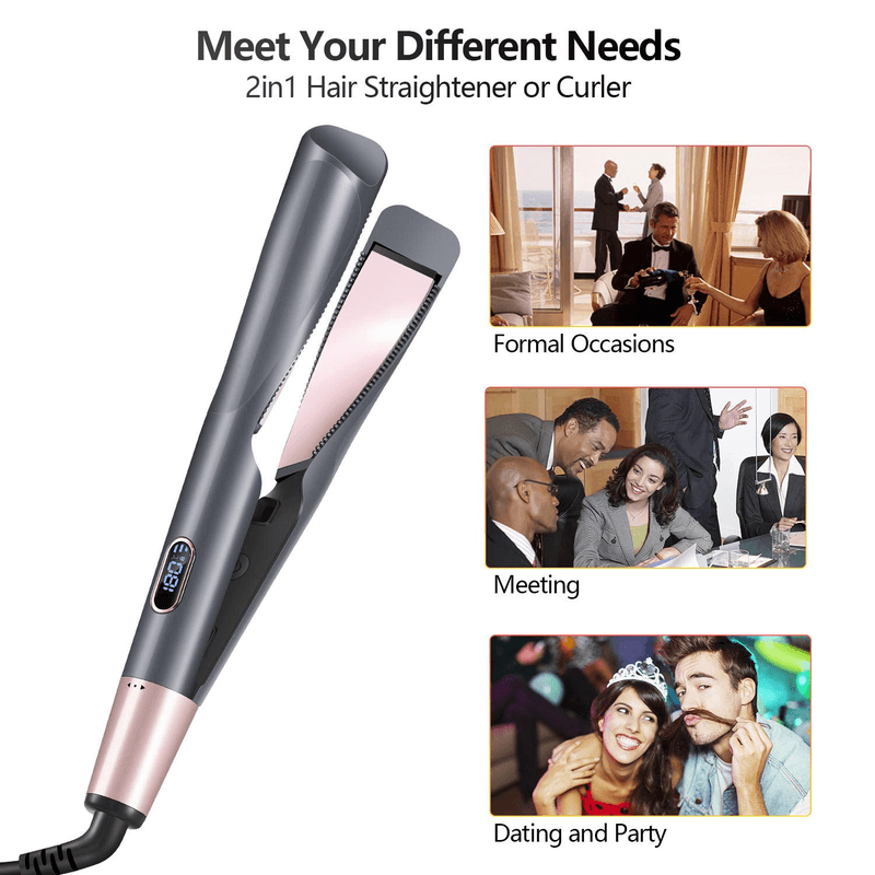 2 in 1 twisted hair straightener and curler iron
