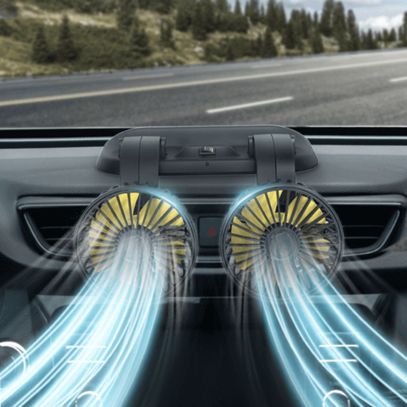 Fast cooling dashboard double heads mini fan
