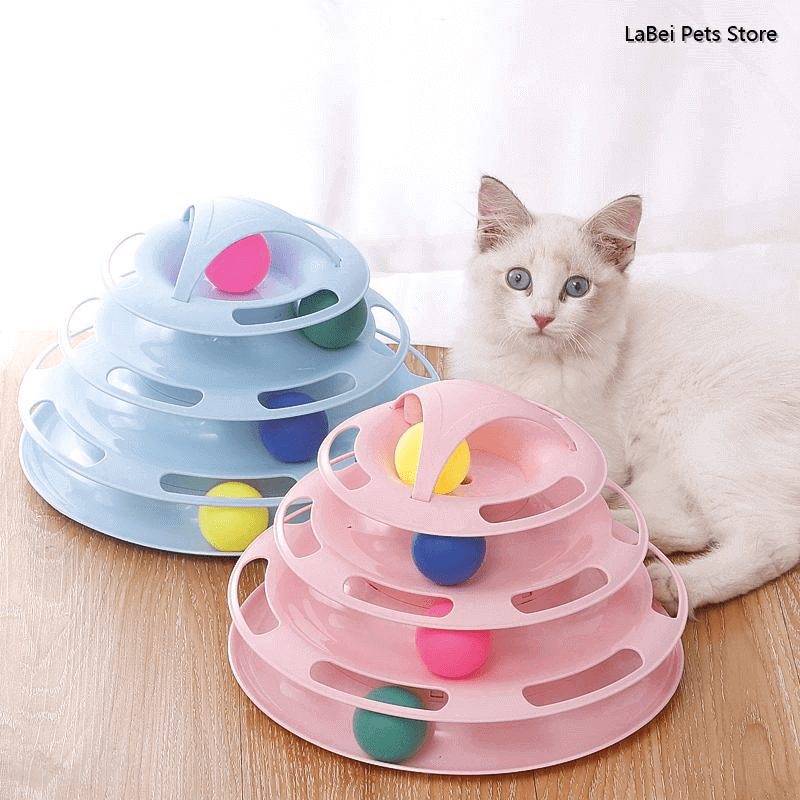 4 level ball training cat toy