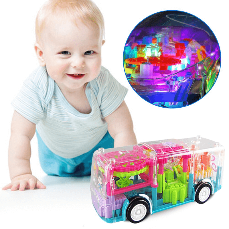 Mini auto flashing gear bus toy