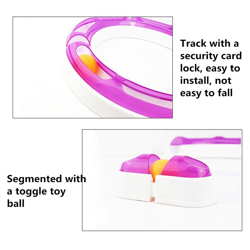 Interactive plastic cat chasing ball track toy